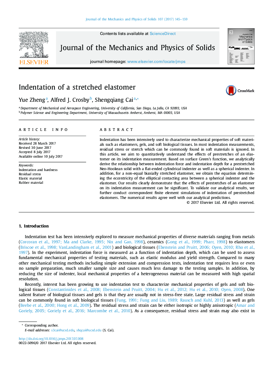 Indentation of a stretched elastomer