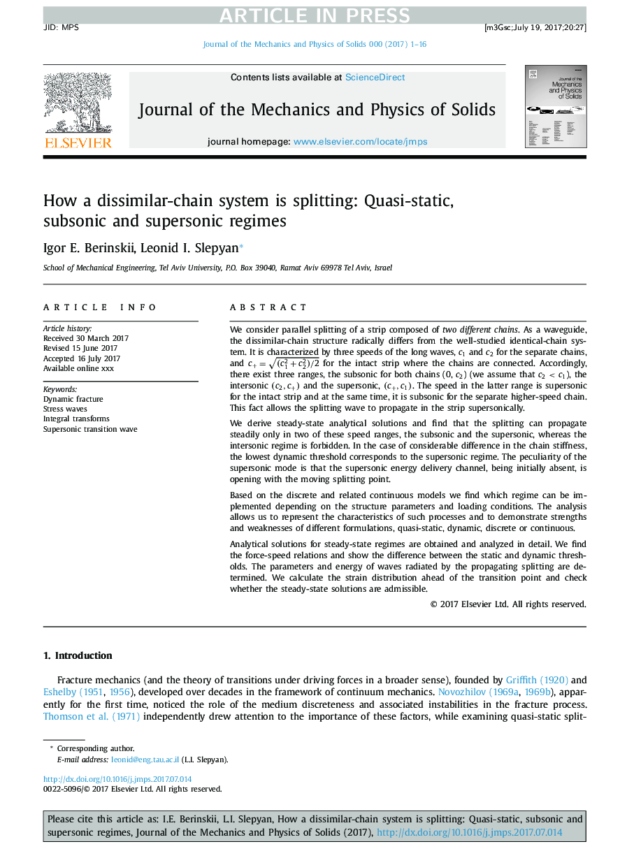 How a dissimilar-chain system is splitting: Quasi-static, subsonic and supersonic regimes