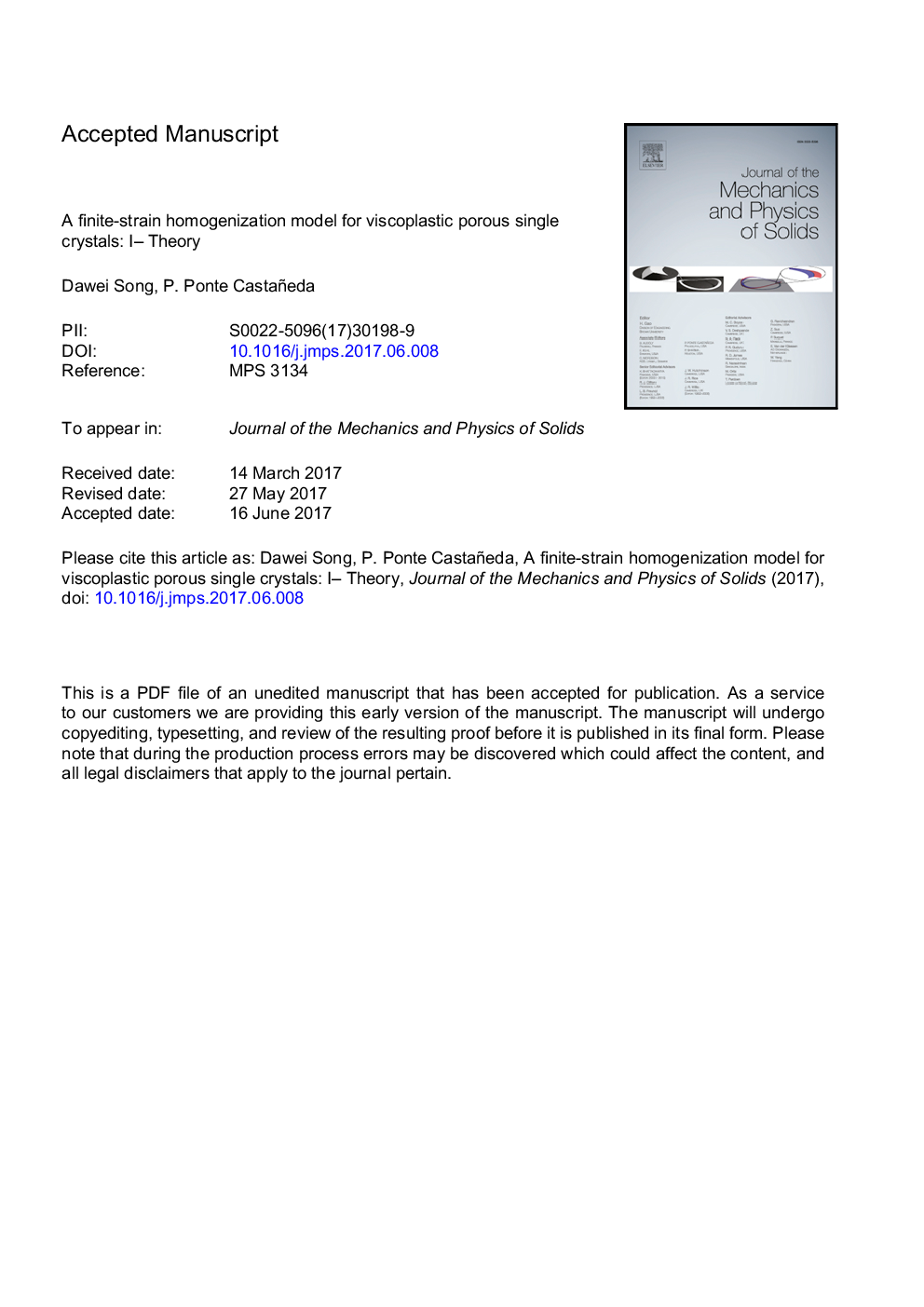 A finite-strain homogenization model for viscoplastic porous single crystals: I - Theory