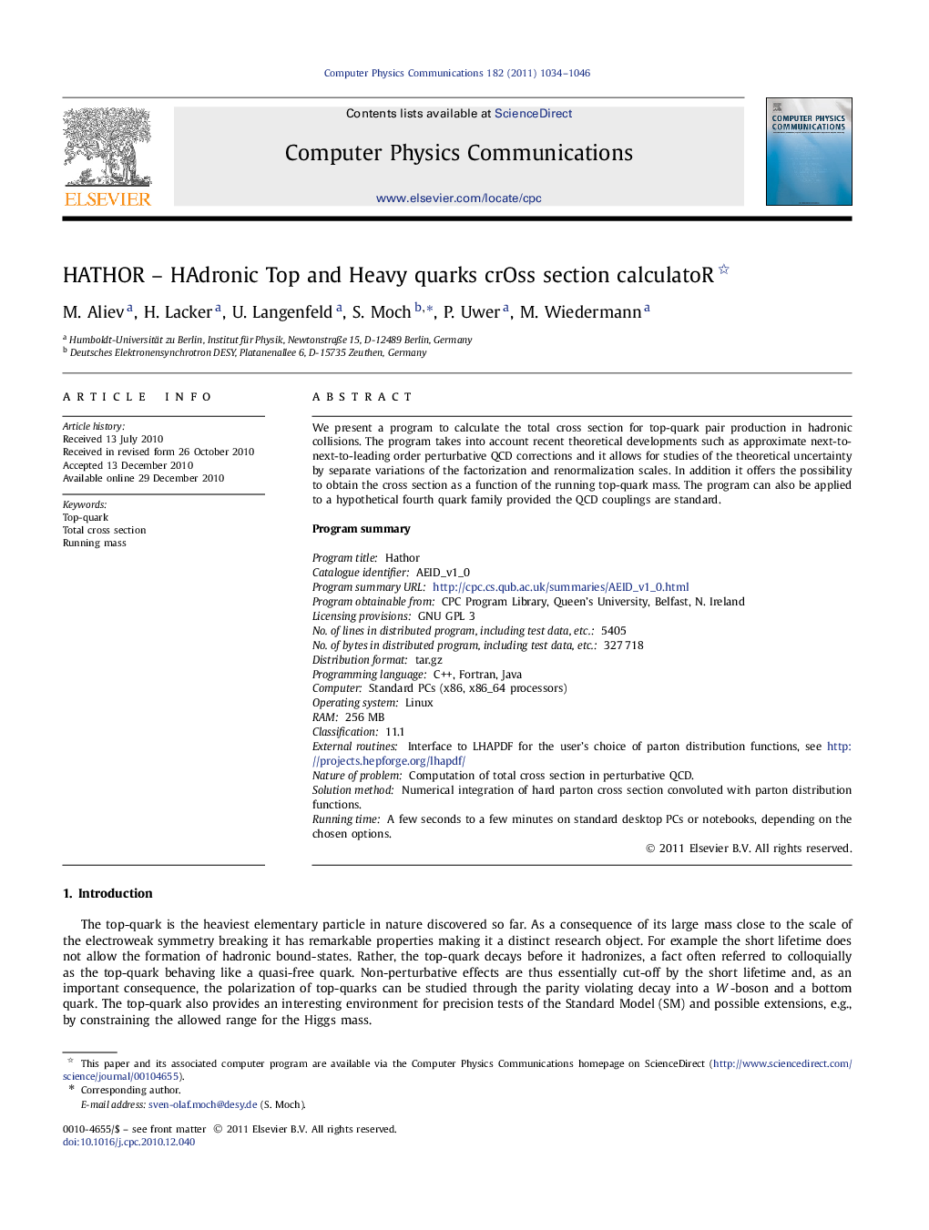 HATHOR – HAdronic Top and Heavy quarks crOss section calculatoR 