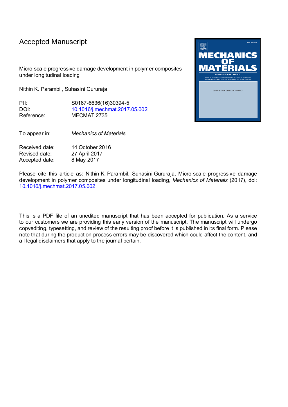 Micro-scale progressive damage development in polymer composites under longitudinal loading