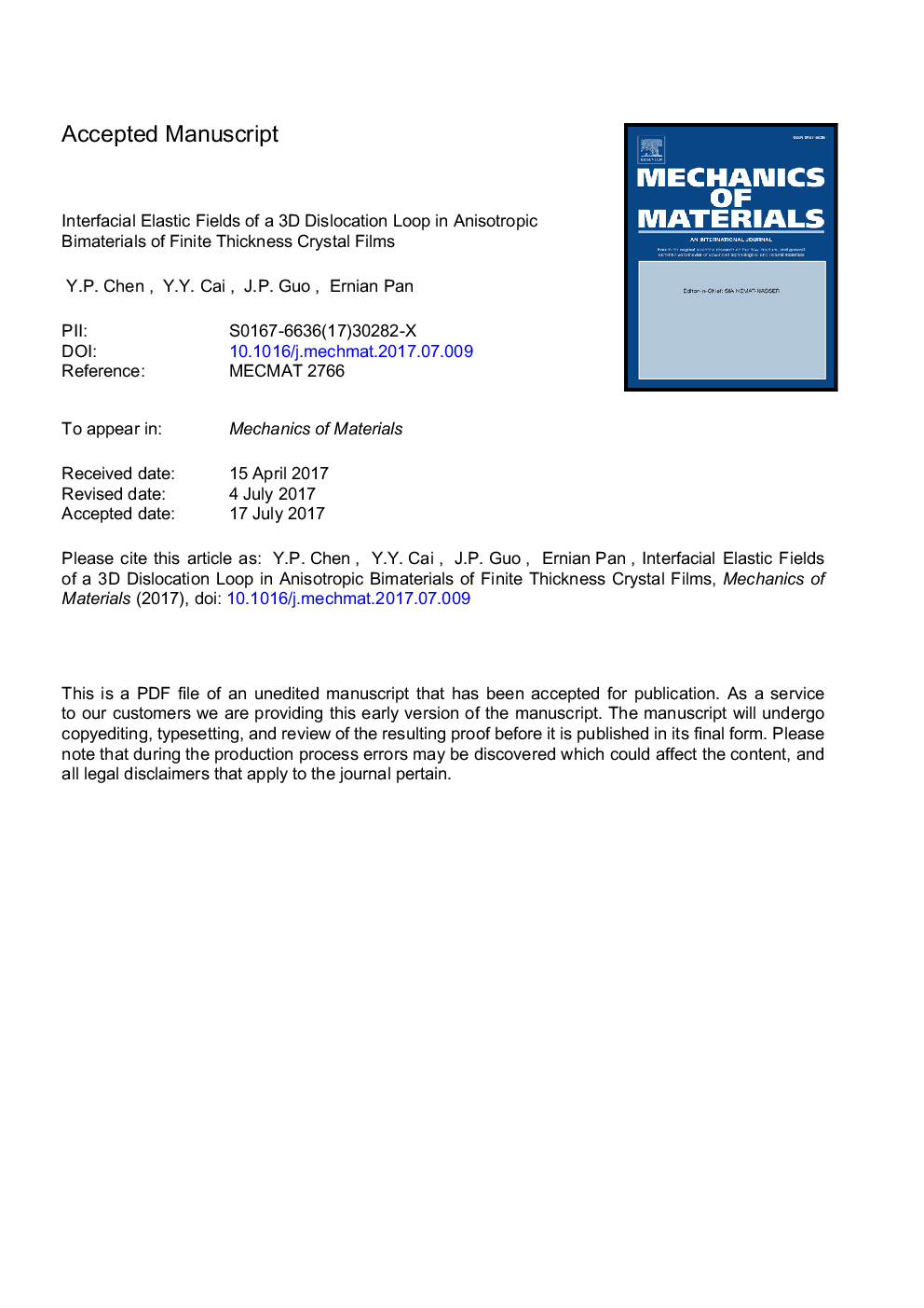 Interfacial elastic fields of a 3D dislocation loop in anisotropic bimaterials of finite thickness crystal films