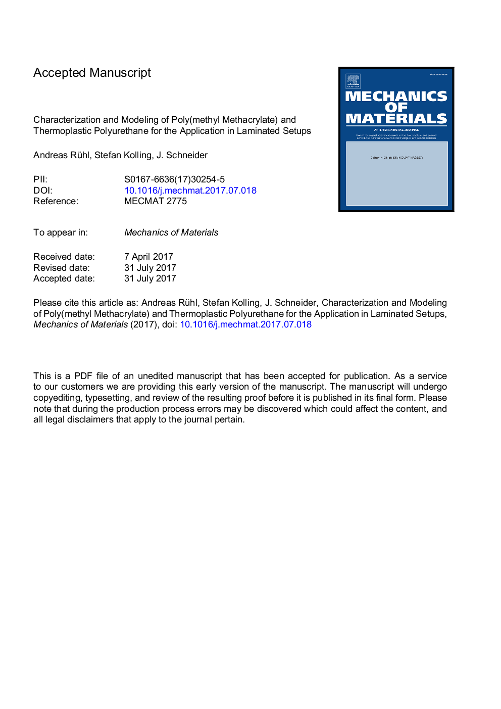 شناسایی و مدل سازی پلی (متیل متاکریلات) و پلی اورتان گرمانرم برای کاربرد در تنظیمات لمینیت 