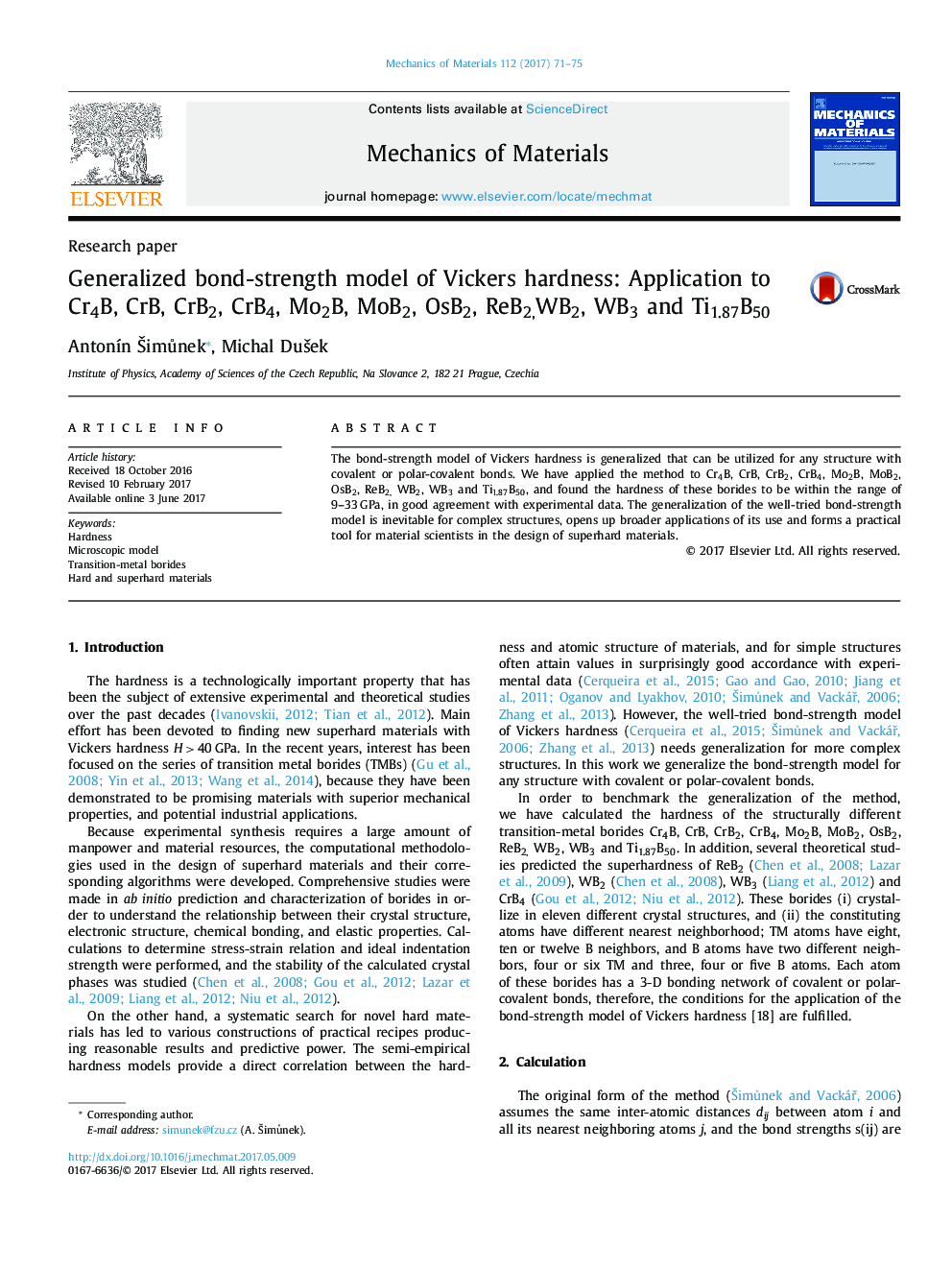 Generalized bond-strength model of Vickers hardness: Application to Cr4B, CrB, CrB2, CrB4, Mo2B, MoB2, OsB2, ReB2,WB2, WB3 and Ti1.87B50