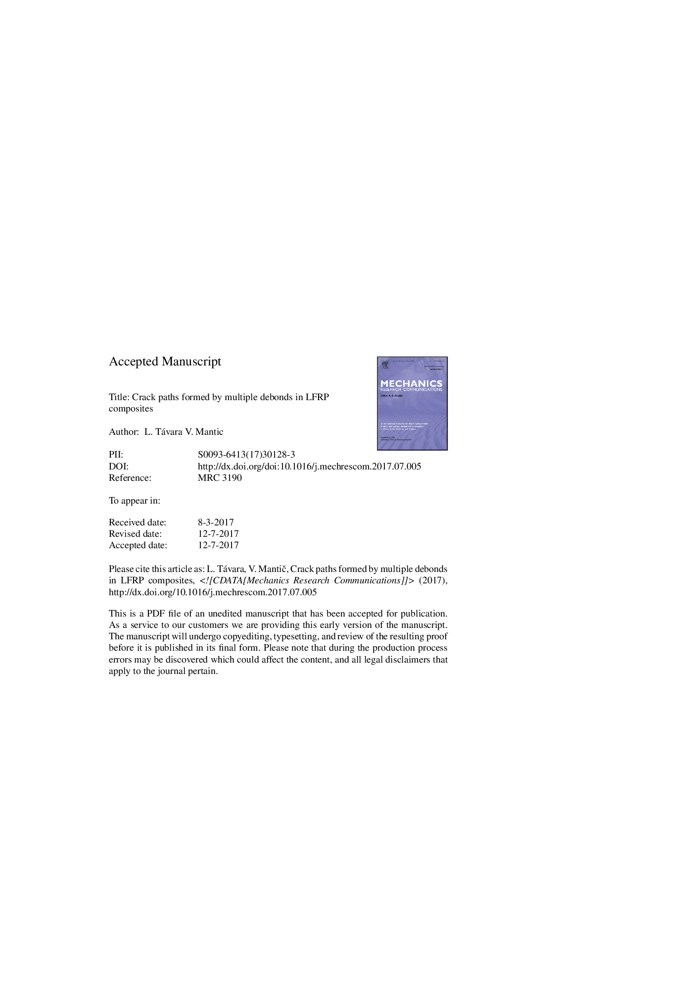 Crack paths formed by multiple debonds in LFRP composites