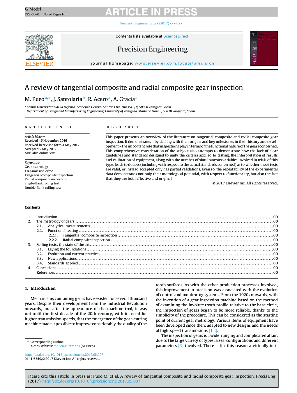 A review of tangential composite and radial composite gear inspection