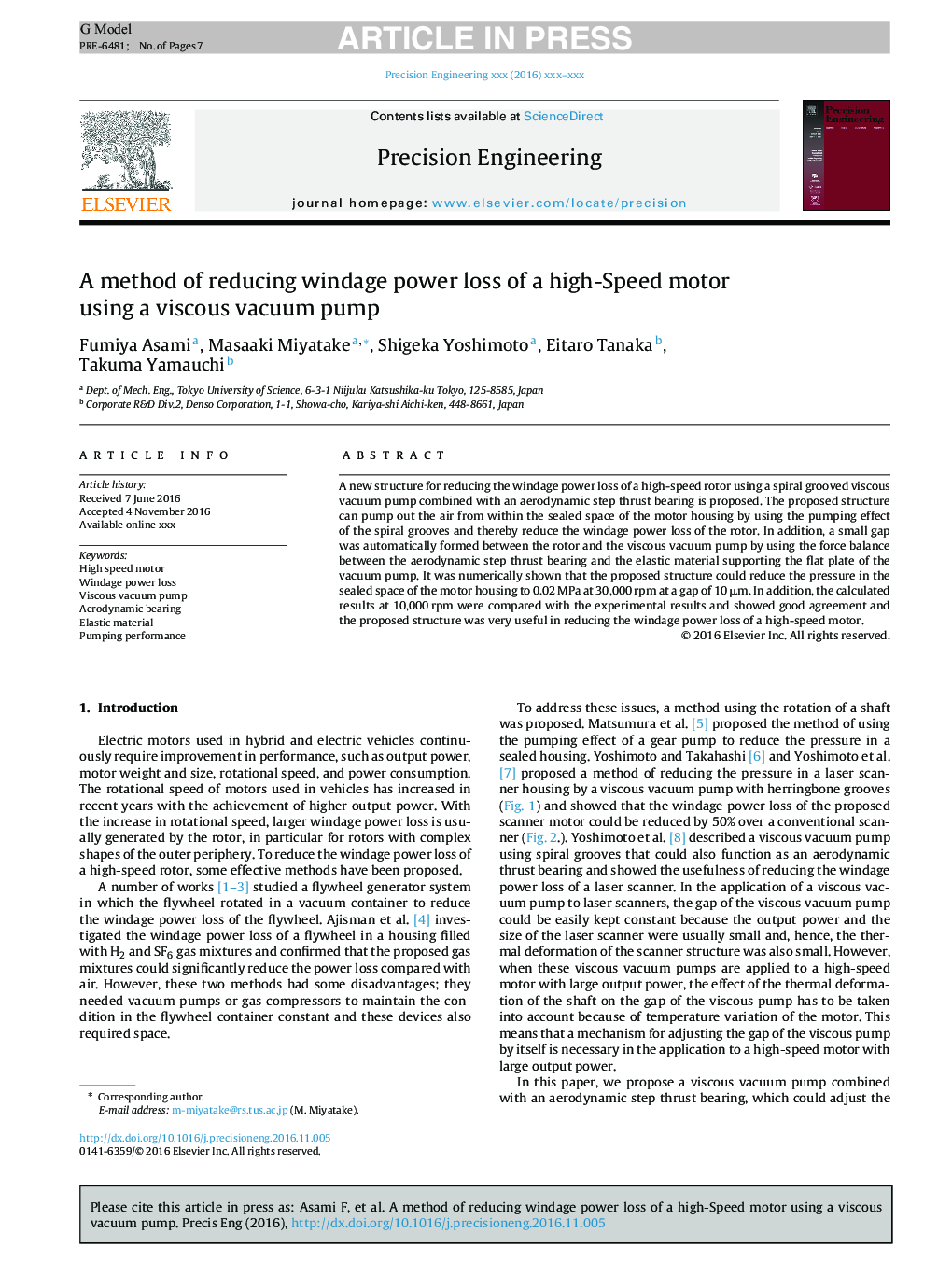 A method of reducing windage power loss of a high-Speed motor using a viscous vacuum pump