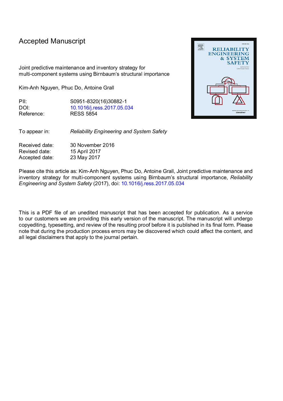 Joint predictive maintenance and inventory strategy for multi-component systems using Birnbaum's structural importance