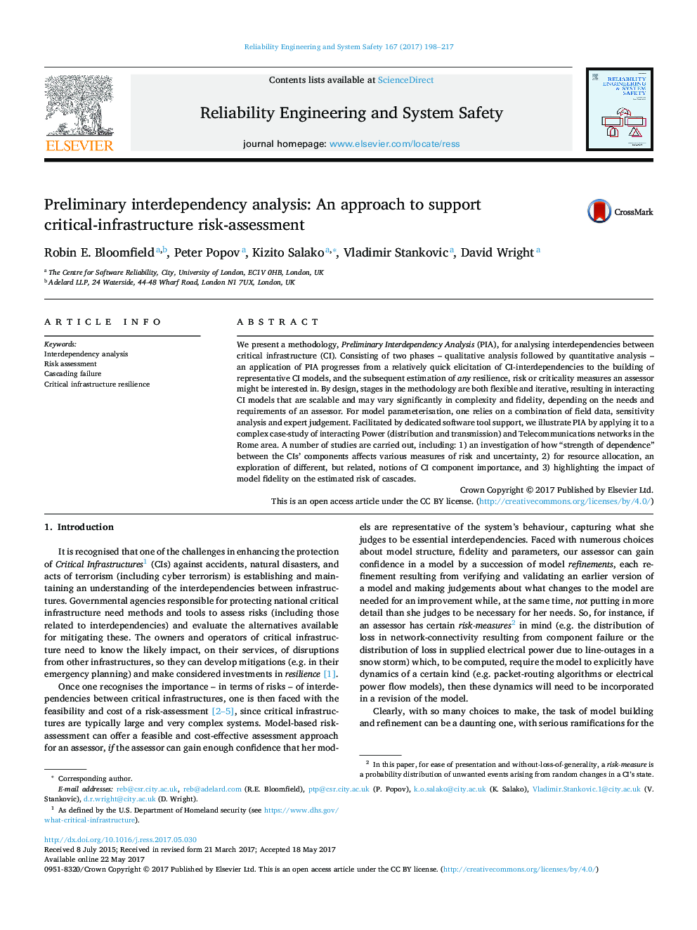 Preliminary interdependency analysis: An approach to support critical-infrastructure risk-assessment