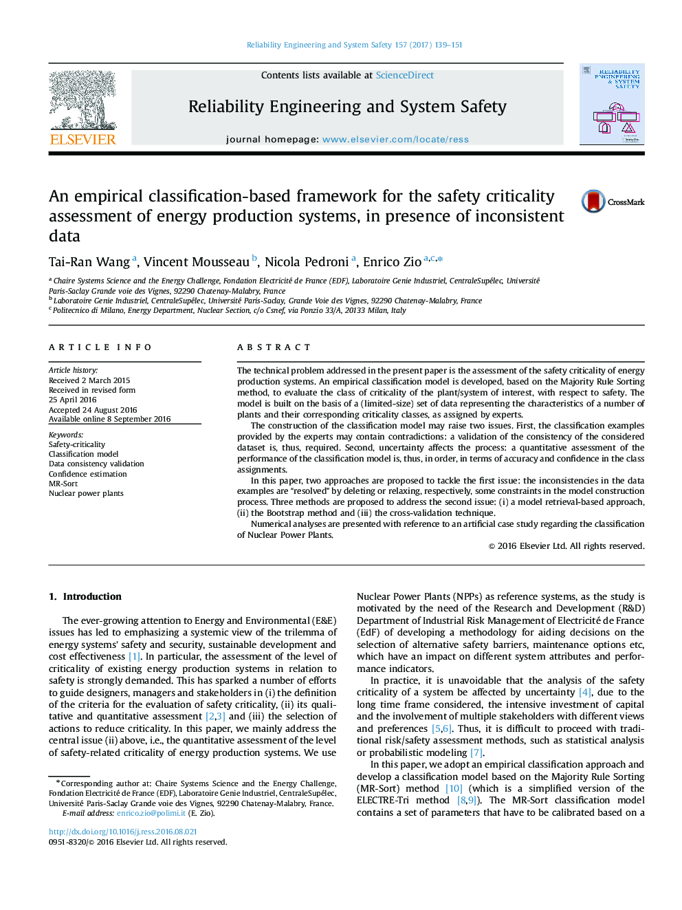 An empirical classification-based framework for the safety criticality assessment of energy production systems, in presence of inconsistent data