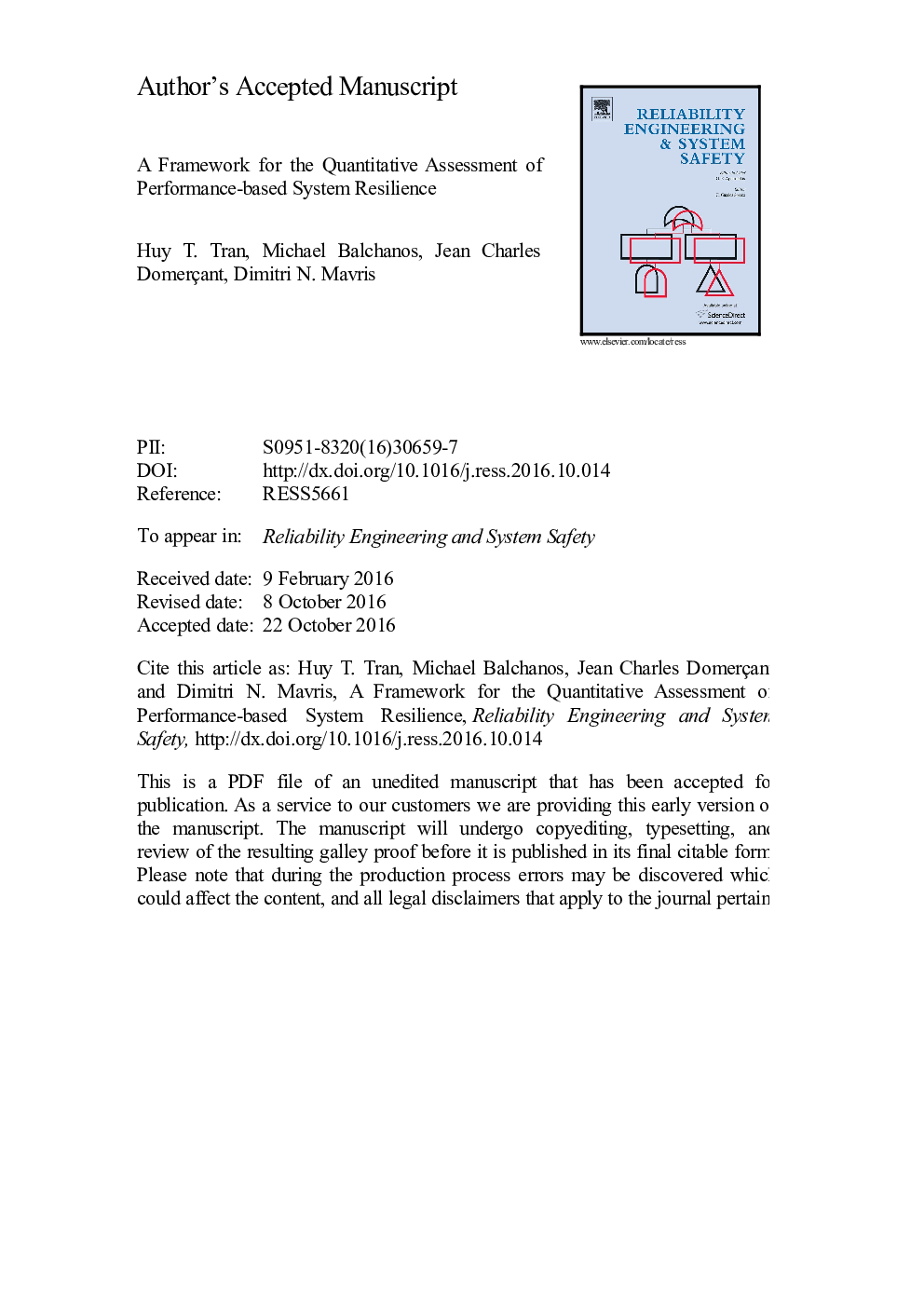 A framework for the quantitative assessment of performance-based system resilience