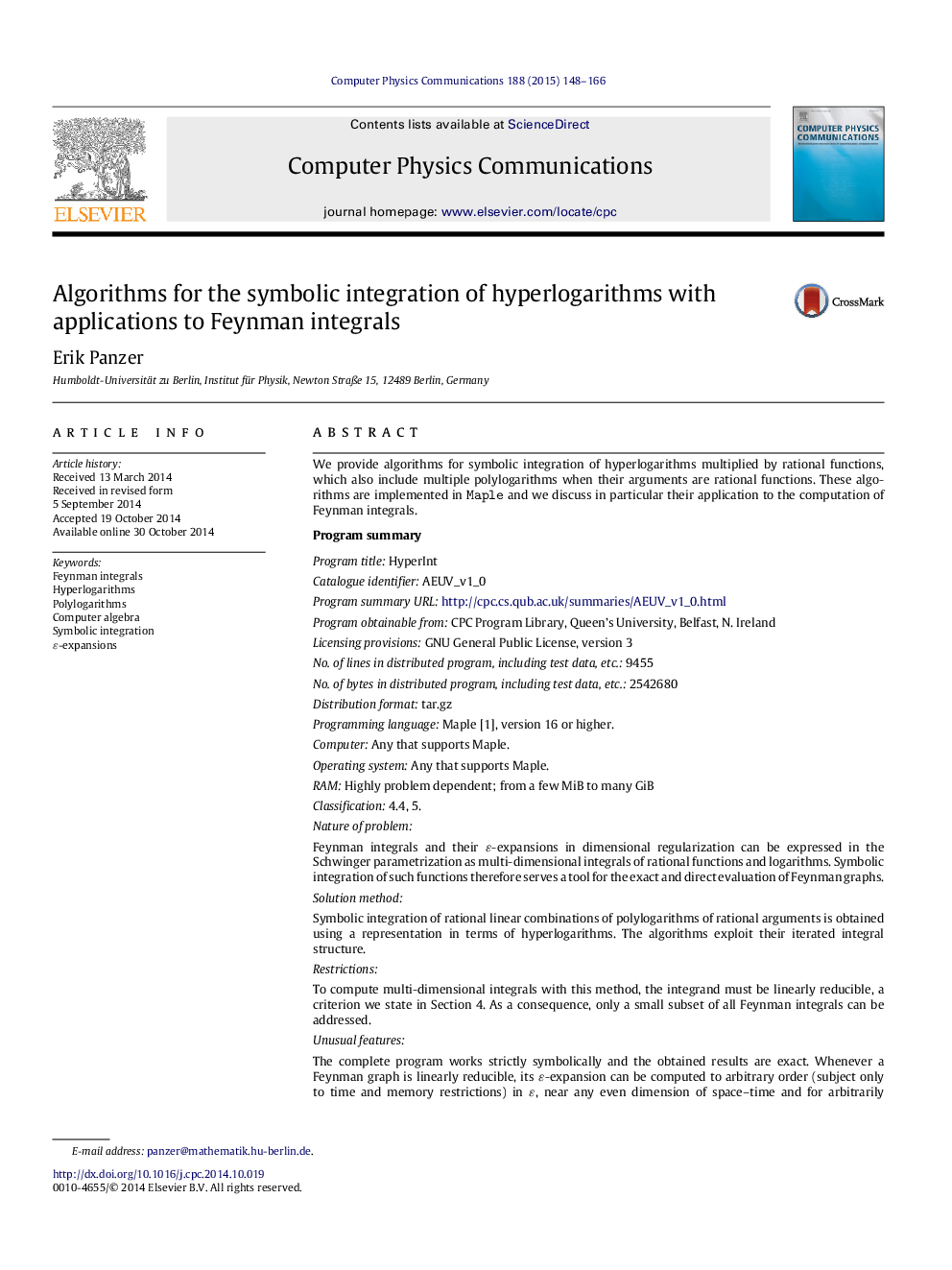 Algorithms for the symbolic integration of hyperlogarithms with applications to Feynman integrals