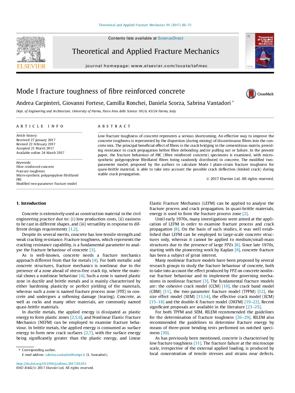 Mode I fracture toughness of fibre reinforced concrete