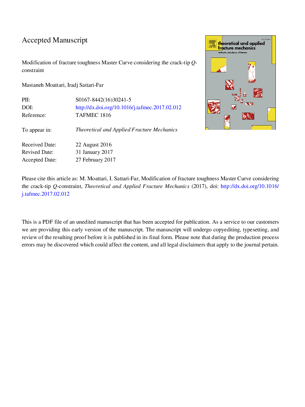 Modification of fracture toughness Master Curve considering the crack-tip Q-constraint