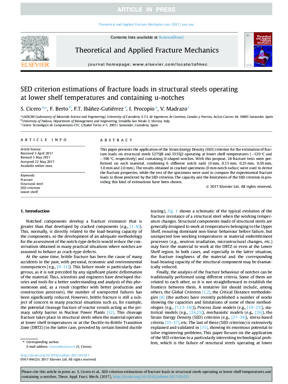 SED criterion estimations of fracture loads in structural steels operating at lower shelf temperatures and containing u-notches