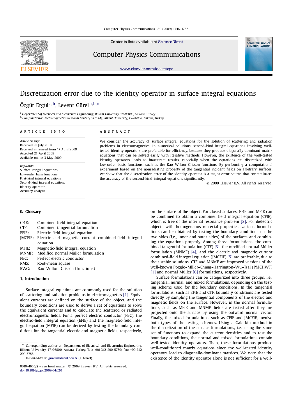 Discretization error due to the identity operator in surface integral equations