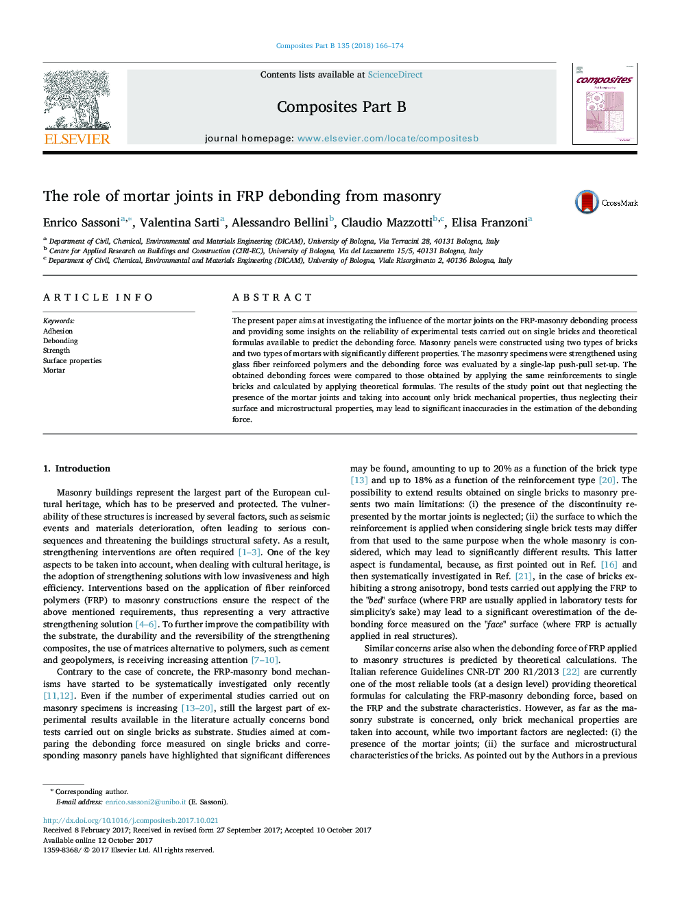 The role of mortar joints in FRP debonding from masonry