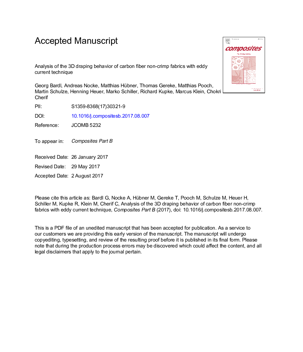 Analysis of the 3D draping behavior of carbon fiber non-crimp fabrics with eddy current technique