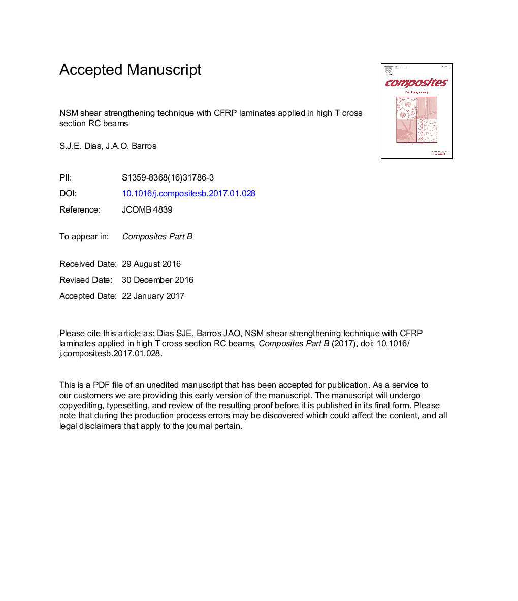 NSM shear strengthening technique with CFRP laminates applied in high T cross section RC beams