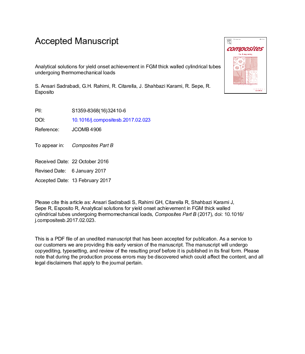 Analytical solutions for yield onset achievement in FGM thick walled cylindrical tubes undergoing thermomechanical loads