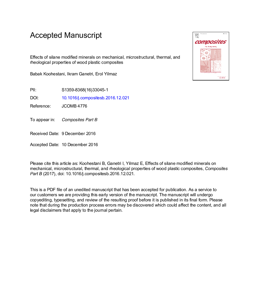 Effects of silane modified minerals on mechanical, microstructural, thermal, and rheological properties of wood plastic composites