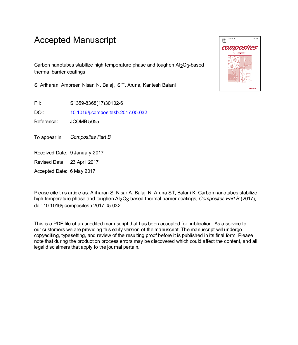 Carbon nanotubes stabilize high temperature phase and toughen Al2O3-based thermal barrier coatings