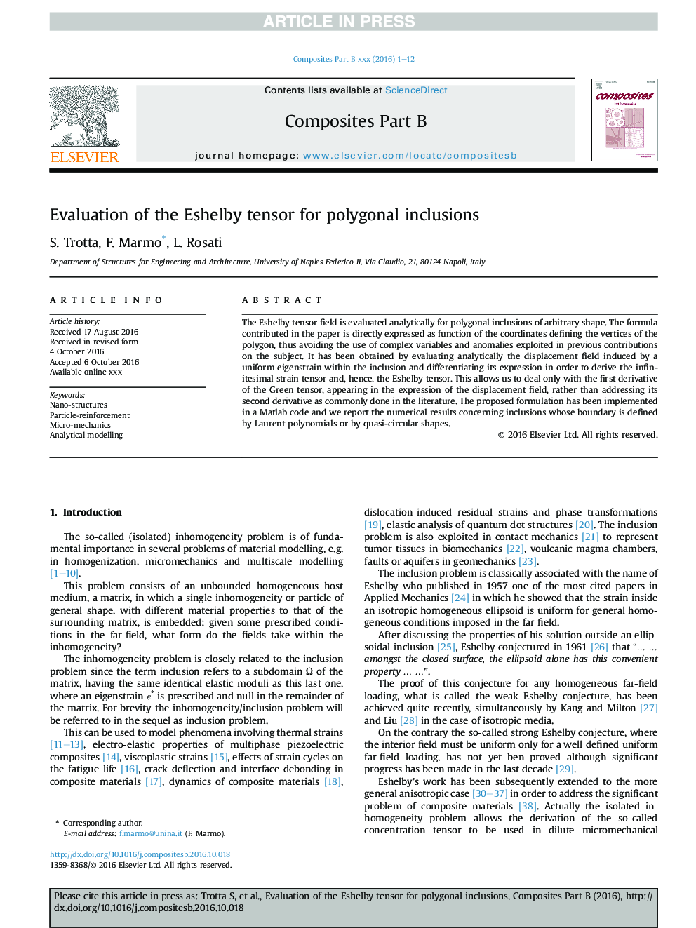 Evaluation of the Eshelby tensor for polygonal inclusions