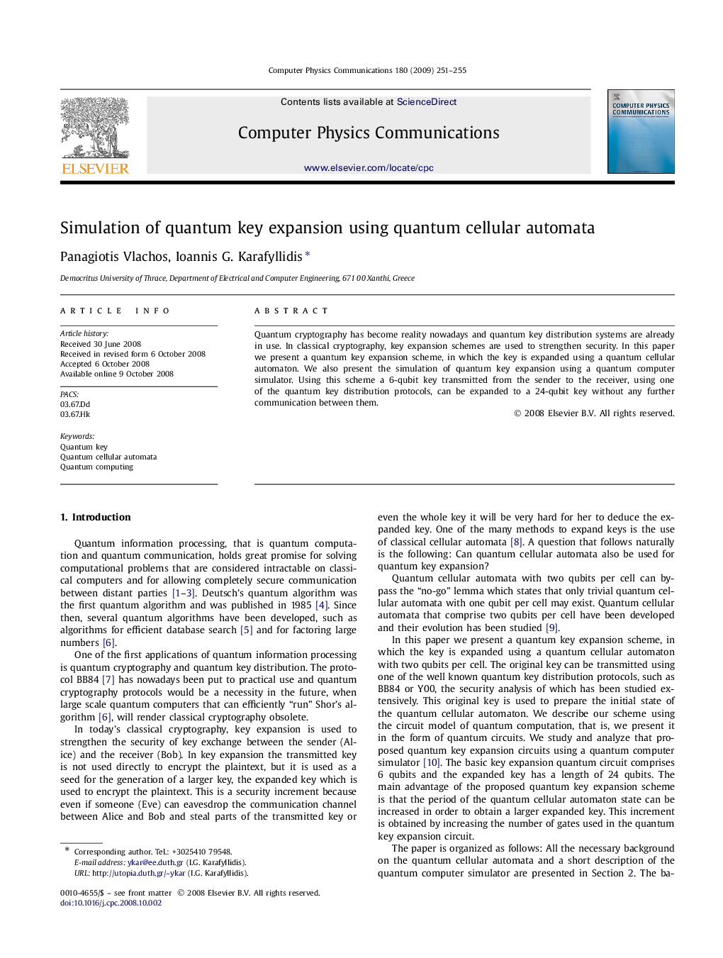 Simulation of quantum key expansion using quantum cellular automata