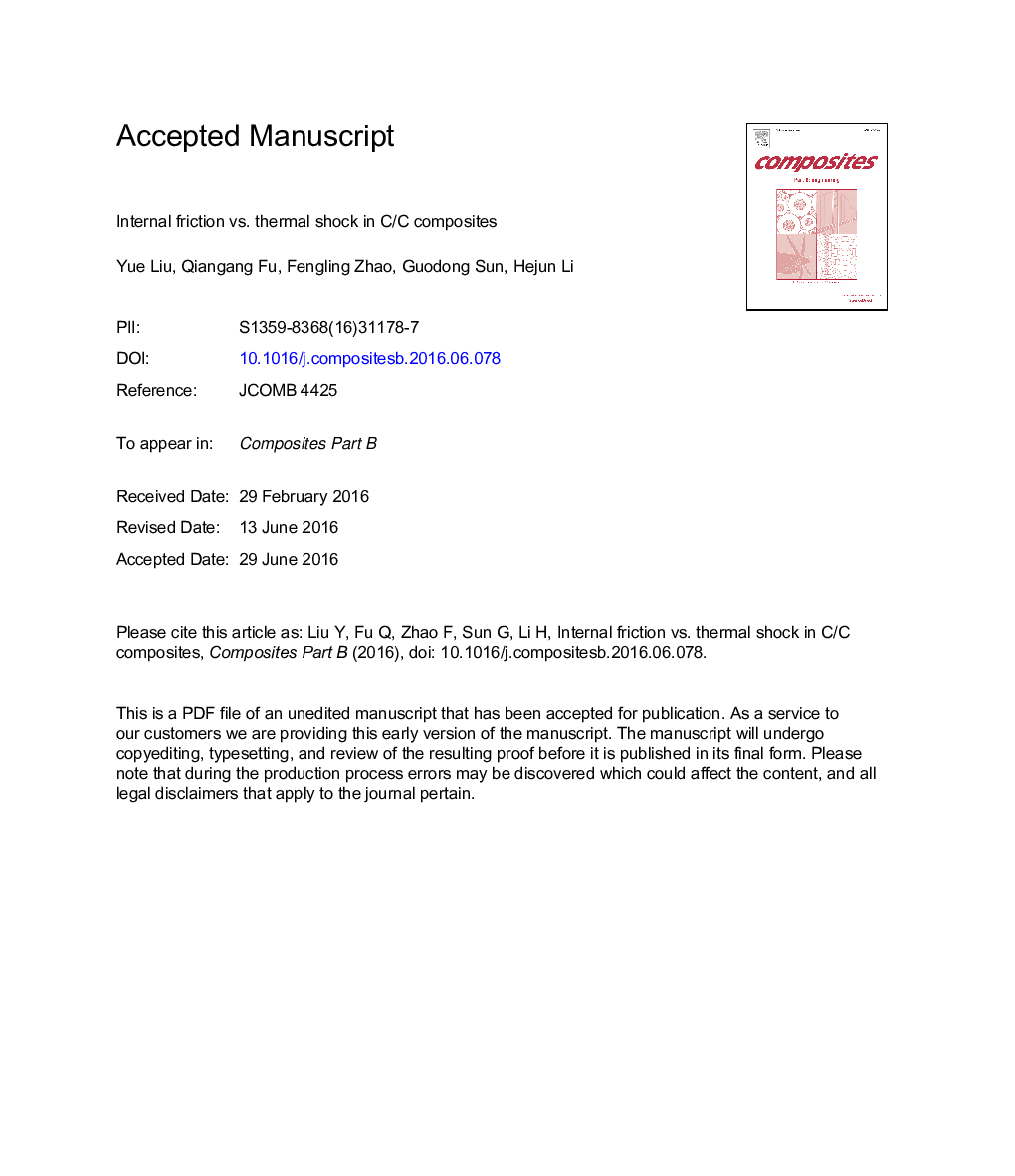 Internal friction vs. thermal shock in C/C composites