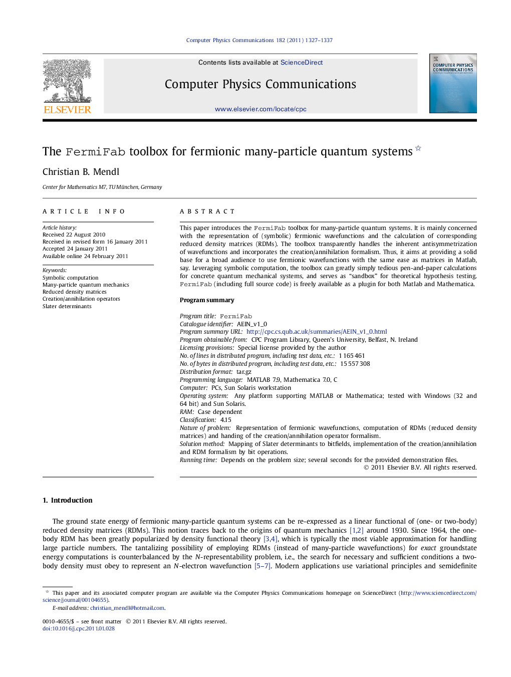 The FermiFab toolbox for fermionic many-particle quantum systems 