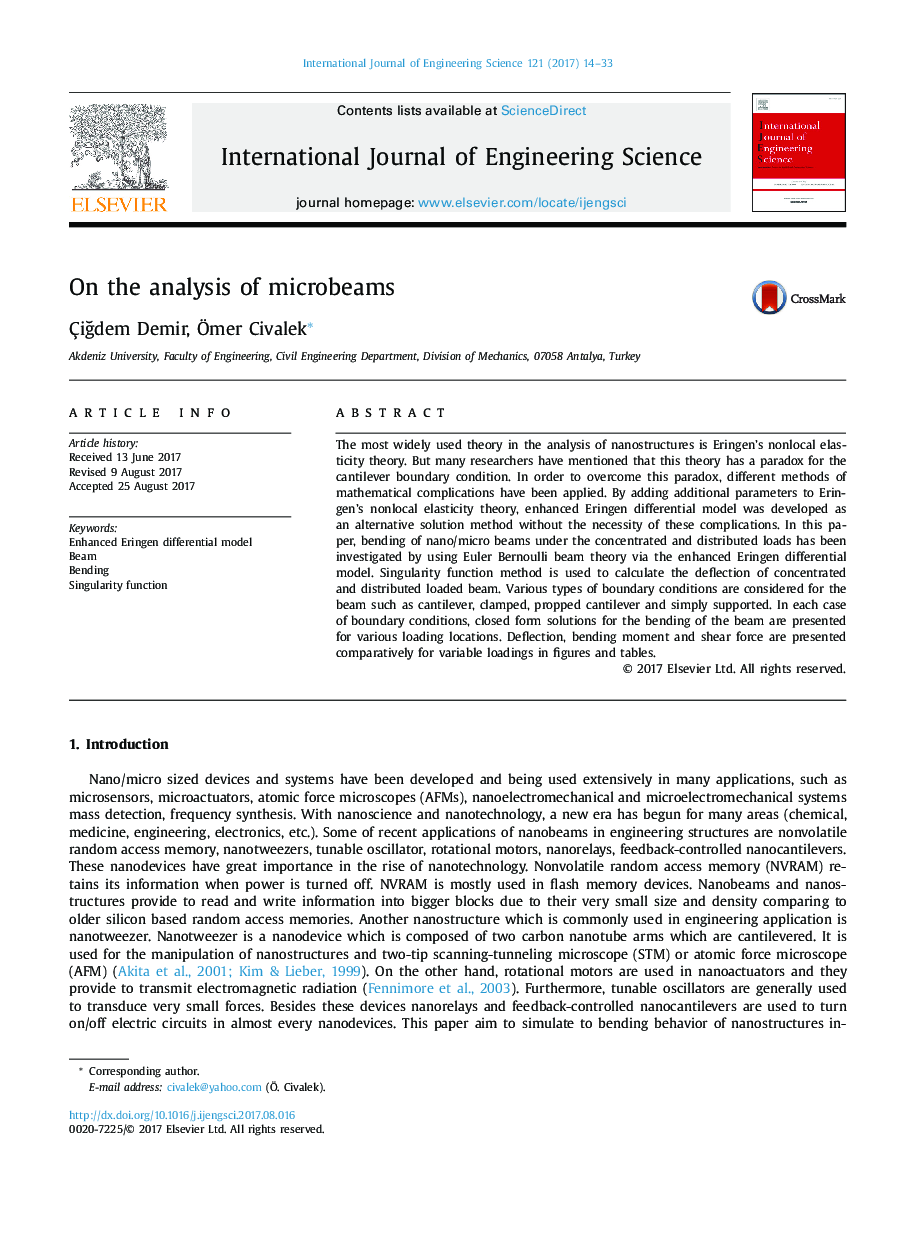 On the analysis of microbeams