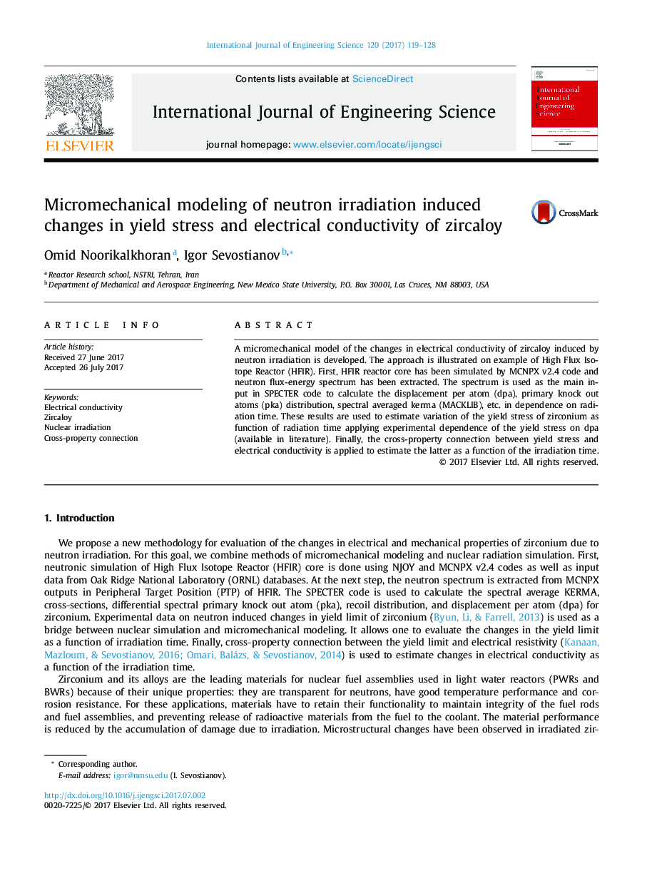 Micromechanical modeling of neutron irradiation induced changes in yield stress and electrical conductivity of zircaloy