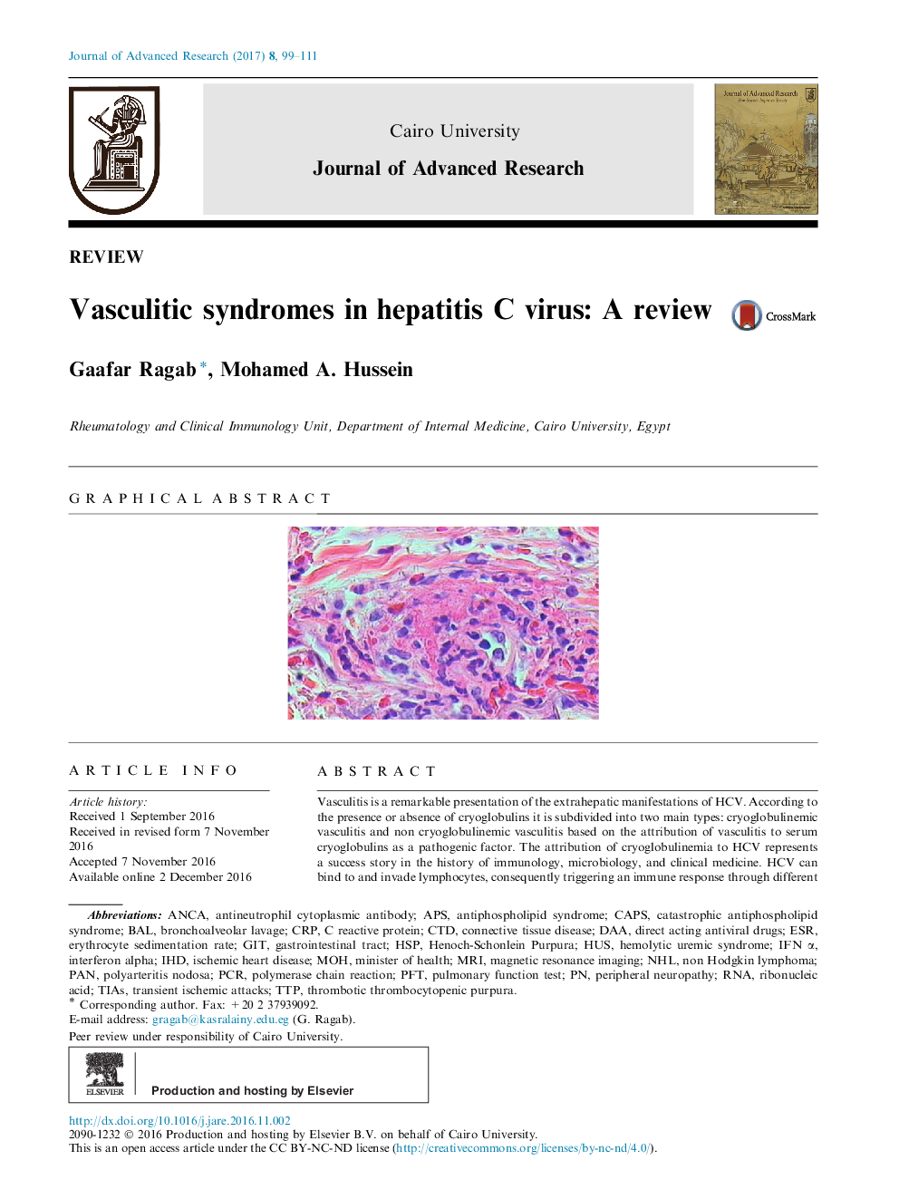 Vasculitic syndromes in hepatitis C virus: A review