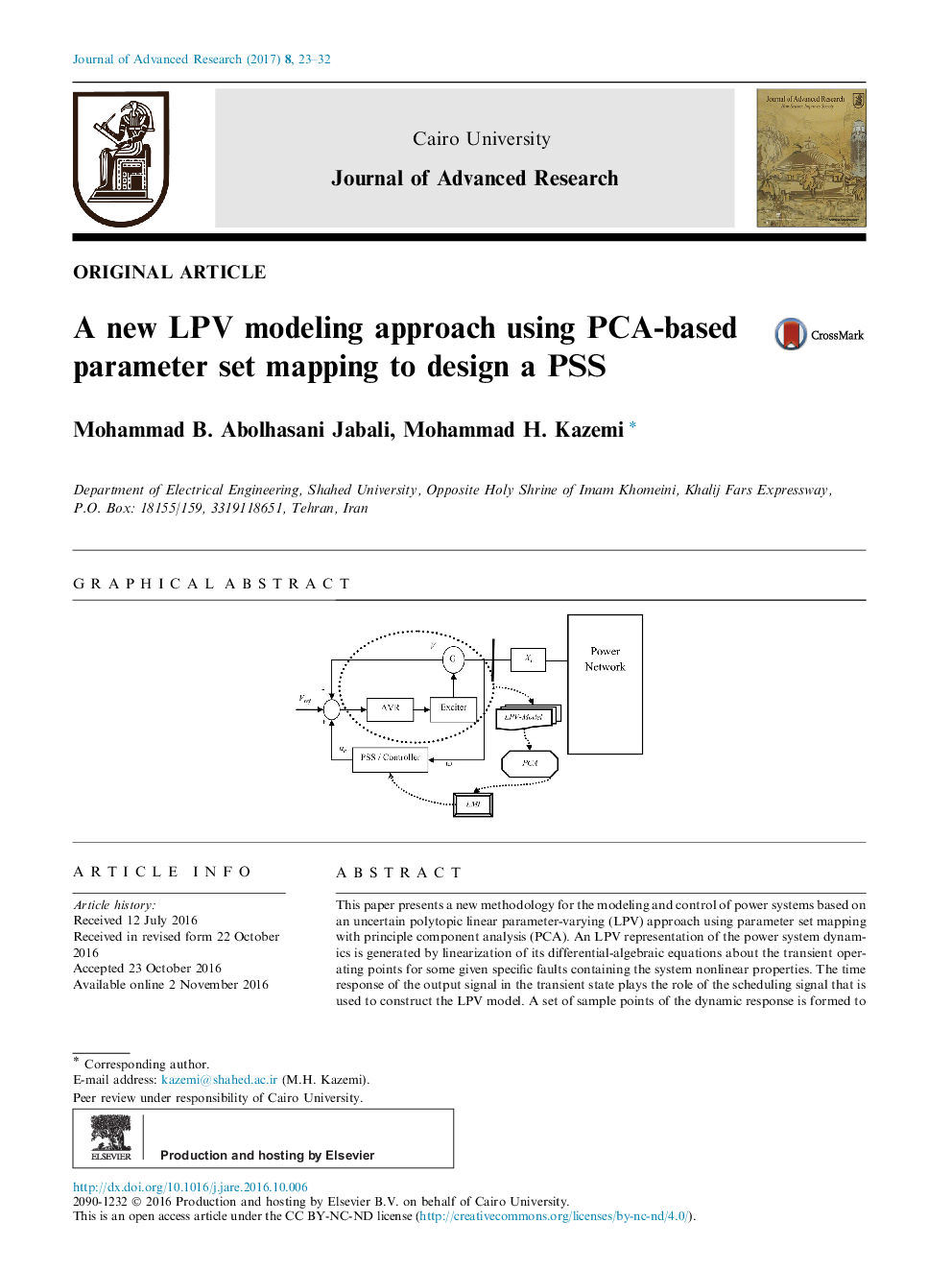 A new LPV modeling approach using PCA-based parameter set mapping to design a PSS