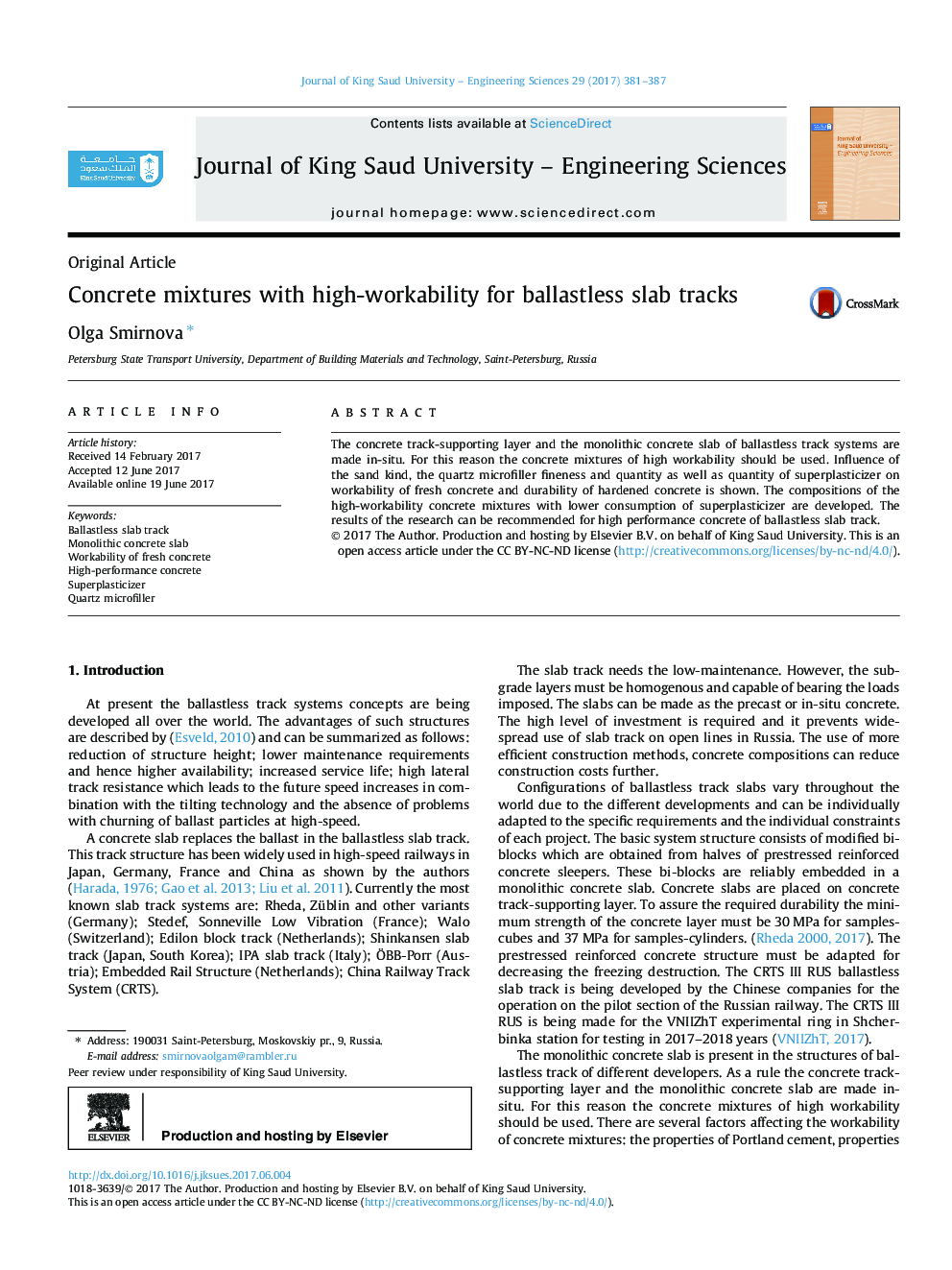 Concrete mixtures with high-workability for ballastless slab tracks