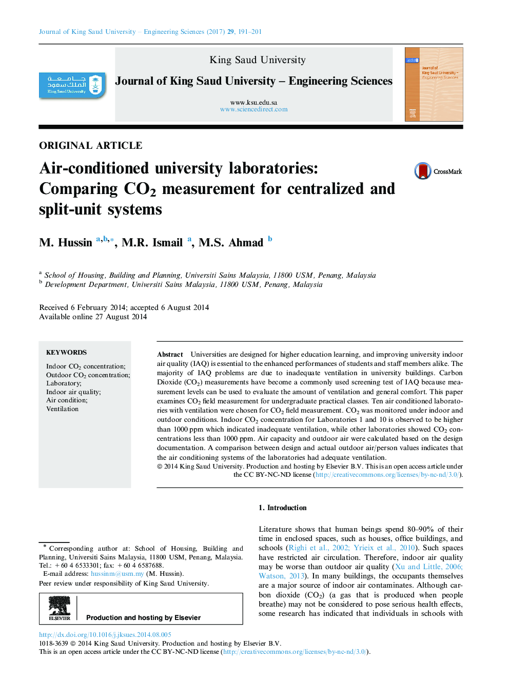 Air-conditioned university laboratories: Comparing CO2 measurement for centralized and split-unit systems