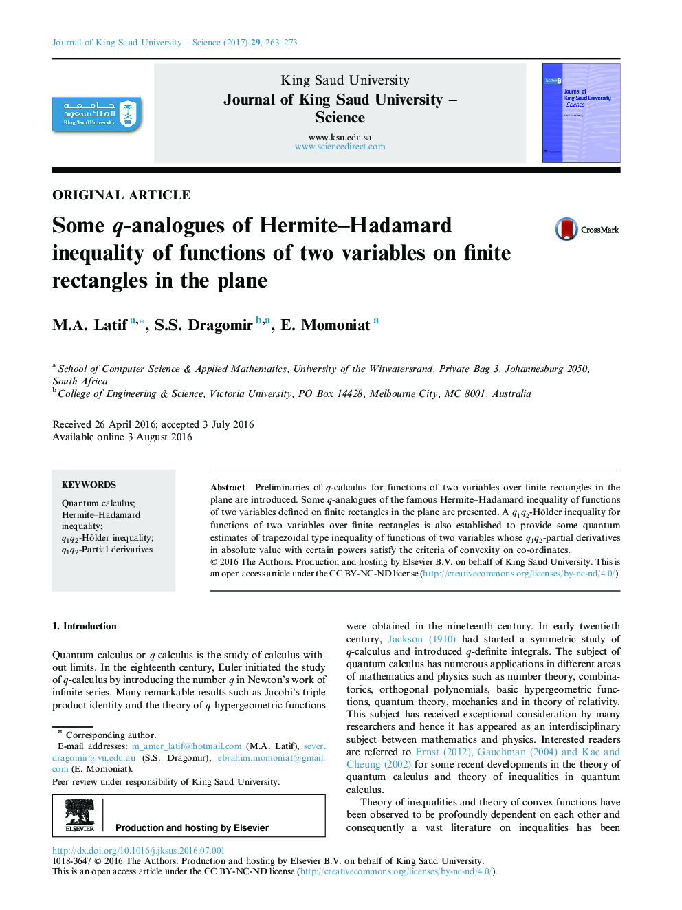 Some q-analogues of Hermite-Hadamard inequality of functions of two variables on finite rectangles in the plane