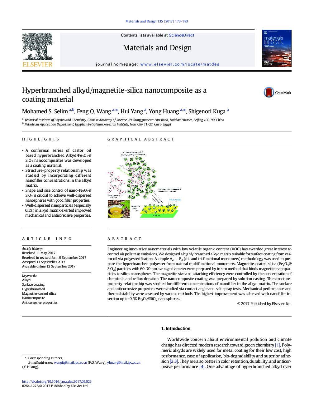 نانوکامپوزیت سیلیکا آلکیدی / مگنتیتی به عنوان یک ماده پوشش 