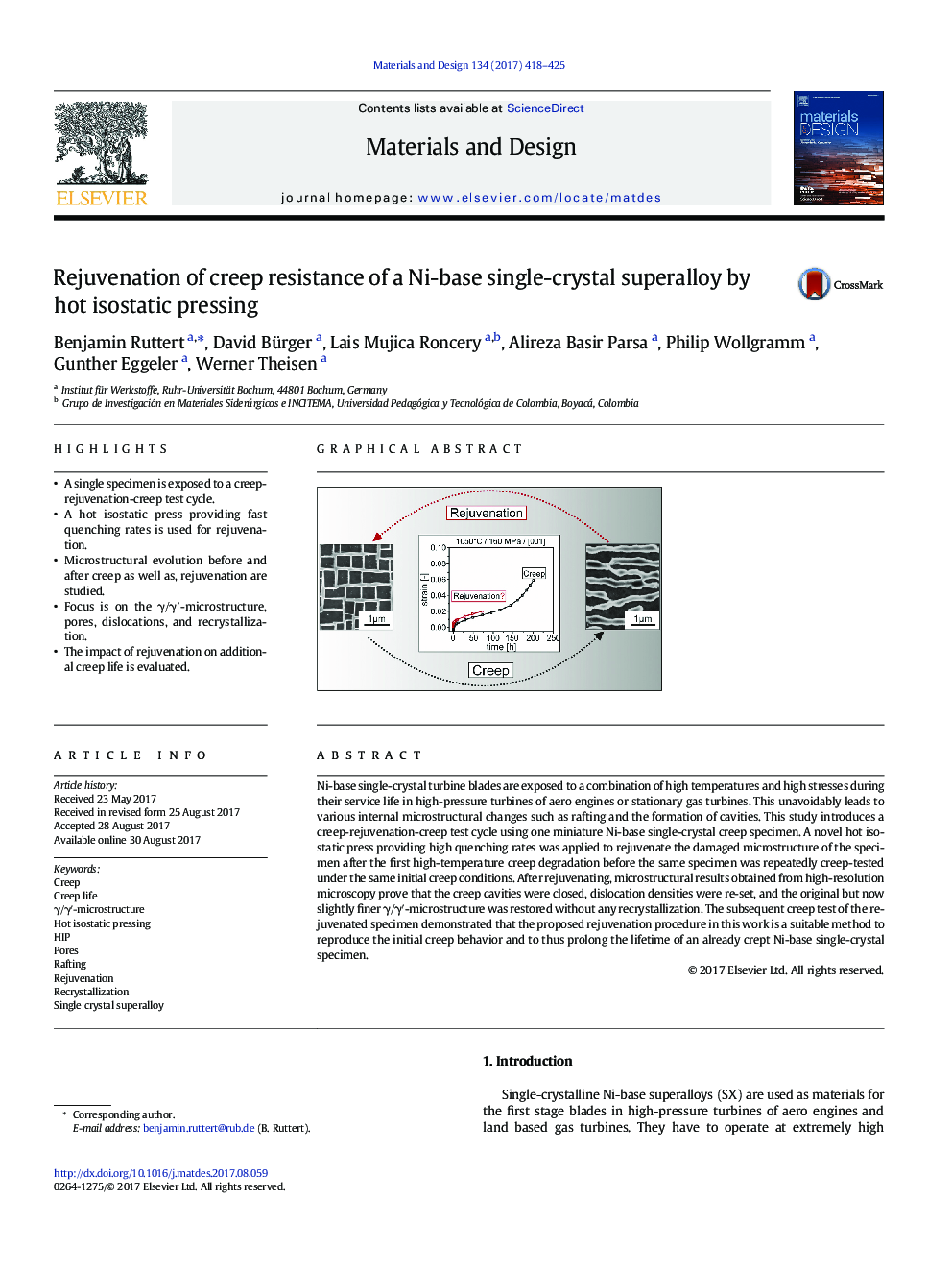 Rejuvenation of creep resistance of a Ni-base single-crystal superalloy by hot isostatic pressing