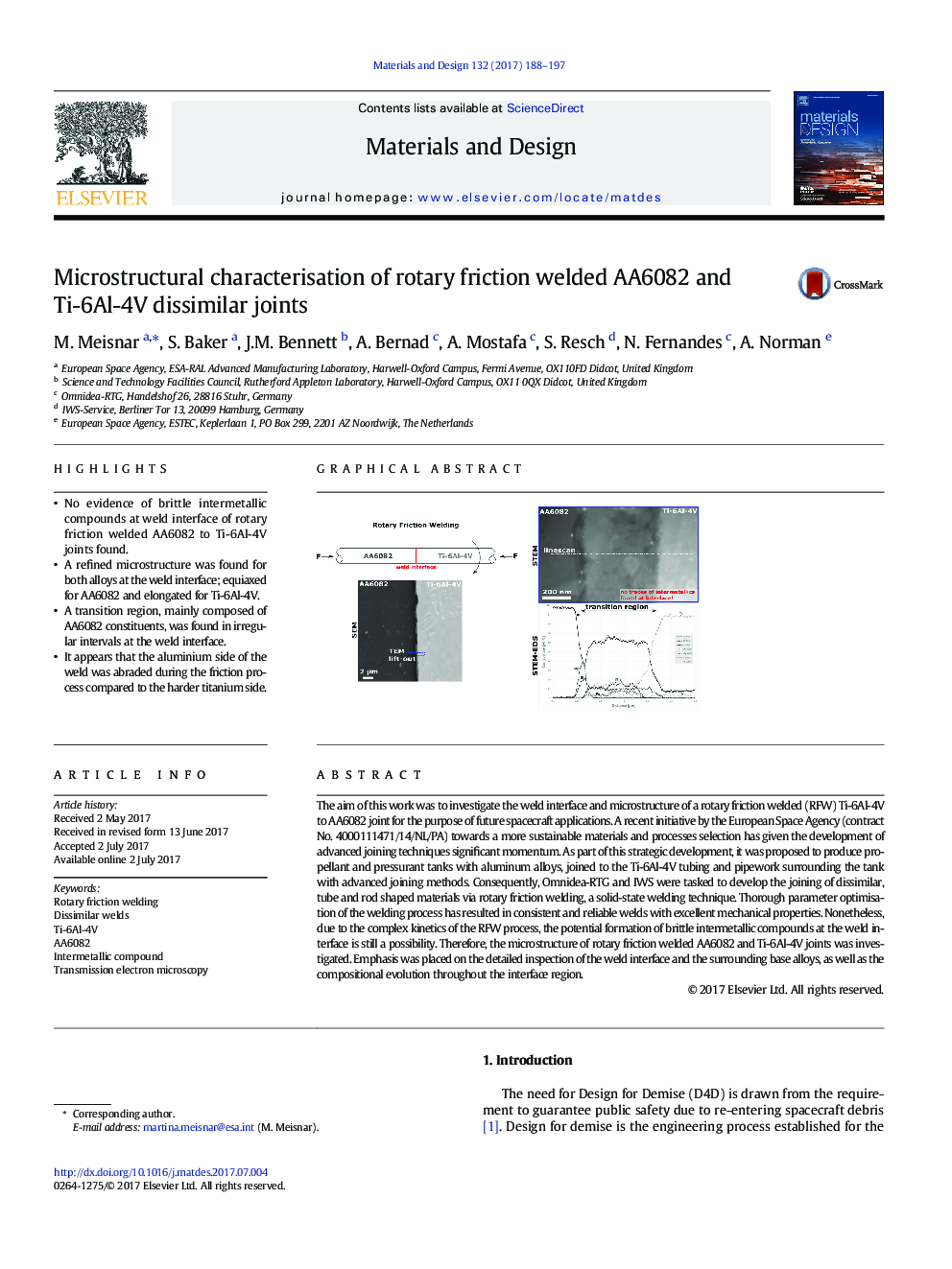 Microstructural characterisation of rotary friction welded AA6082 and Ti-6Al-4V dissimilar joints