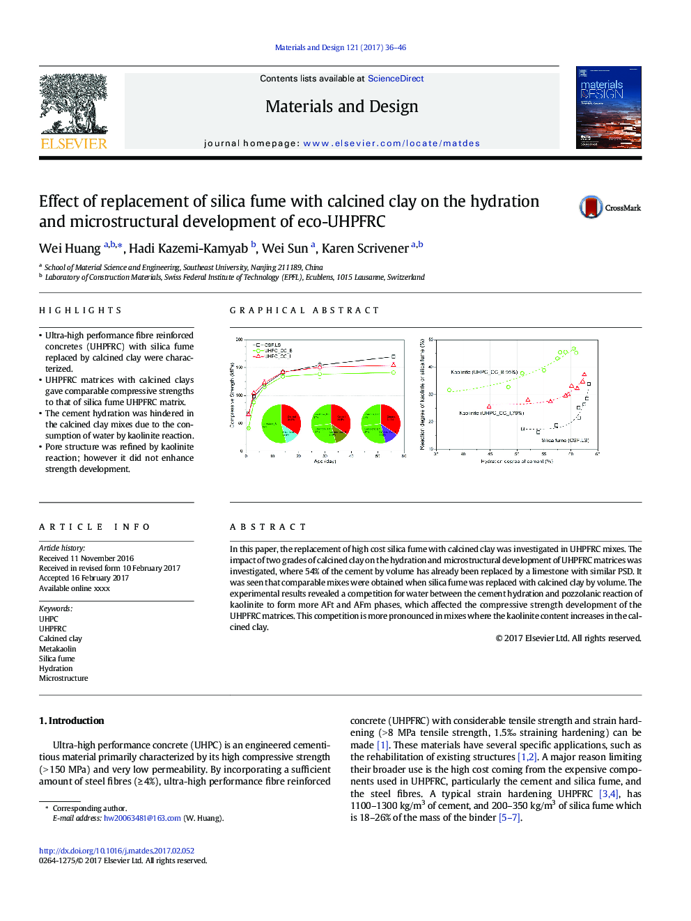 Effect of replacement of silica fume with calcined clay on the hydration and microstructural development of eco-UHPFRC