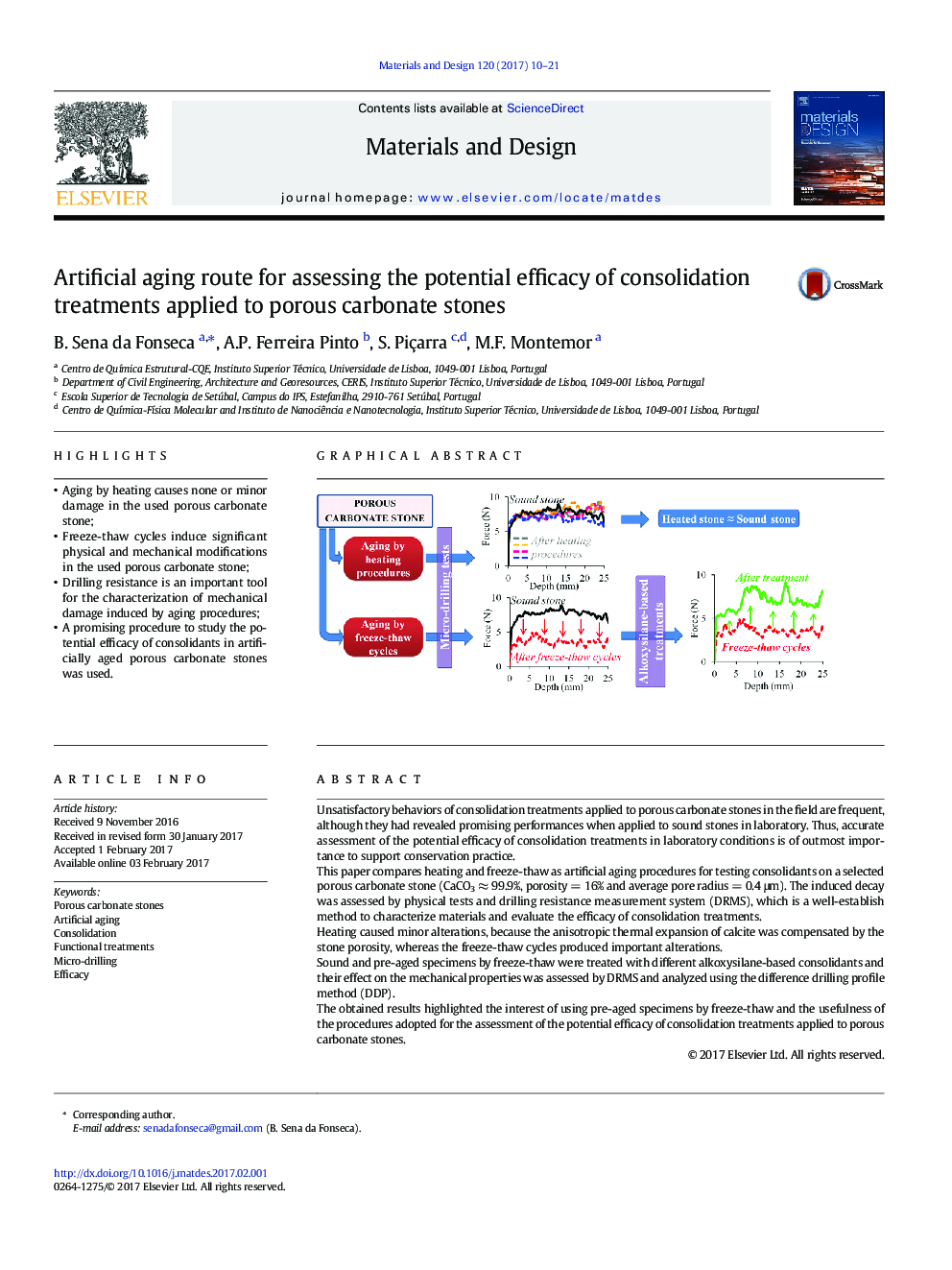 Artificial aging route for assessing the potential efficacy of consolidation treatments applied to porous carbonate stones