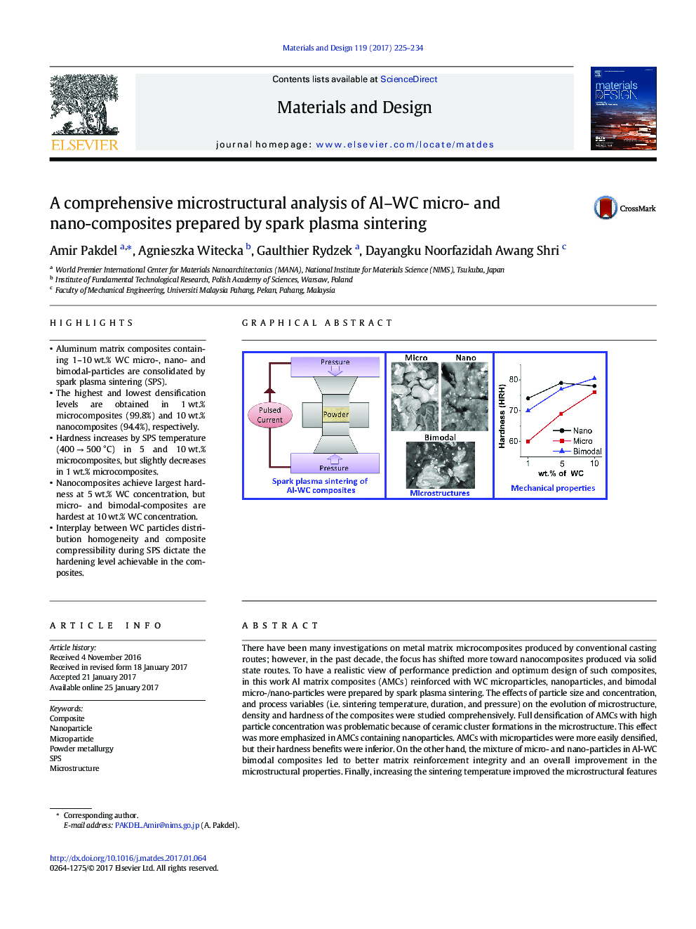 A comprehensive microstructural analysis of Al-WC micro- and nano-composites prepared by spark plasma sintering