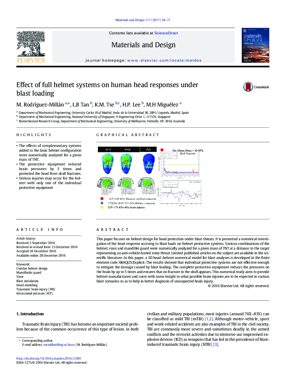 Effect of full helmet systems on human head responses under blast loading