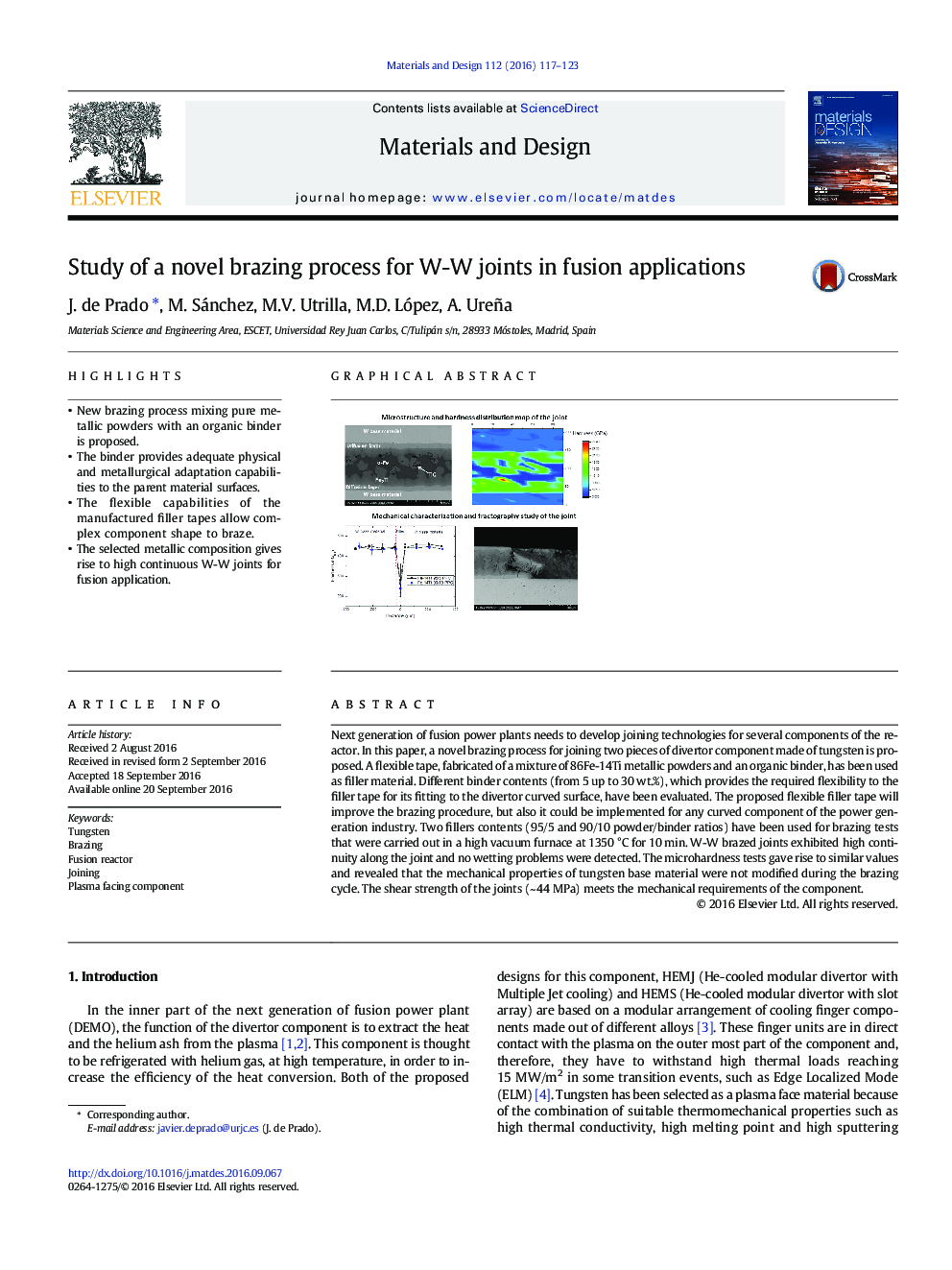 Study of a novel brazing process for W-W joints in fusion applications