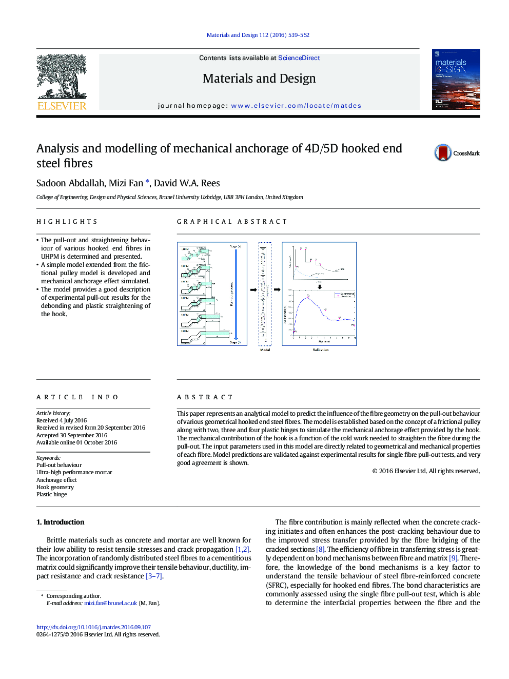 Analysis and modelling of mechanical anchorage of 4D/5D hooked end steel fibres