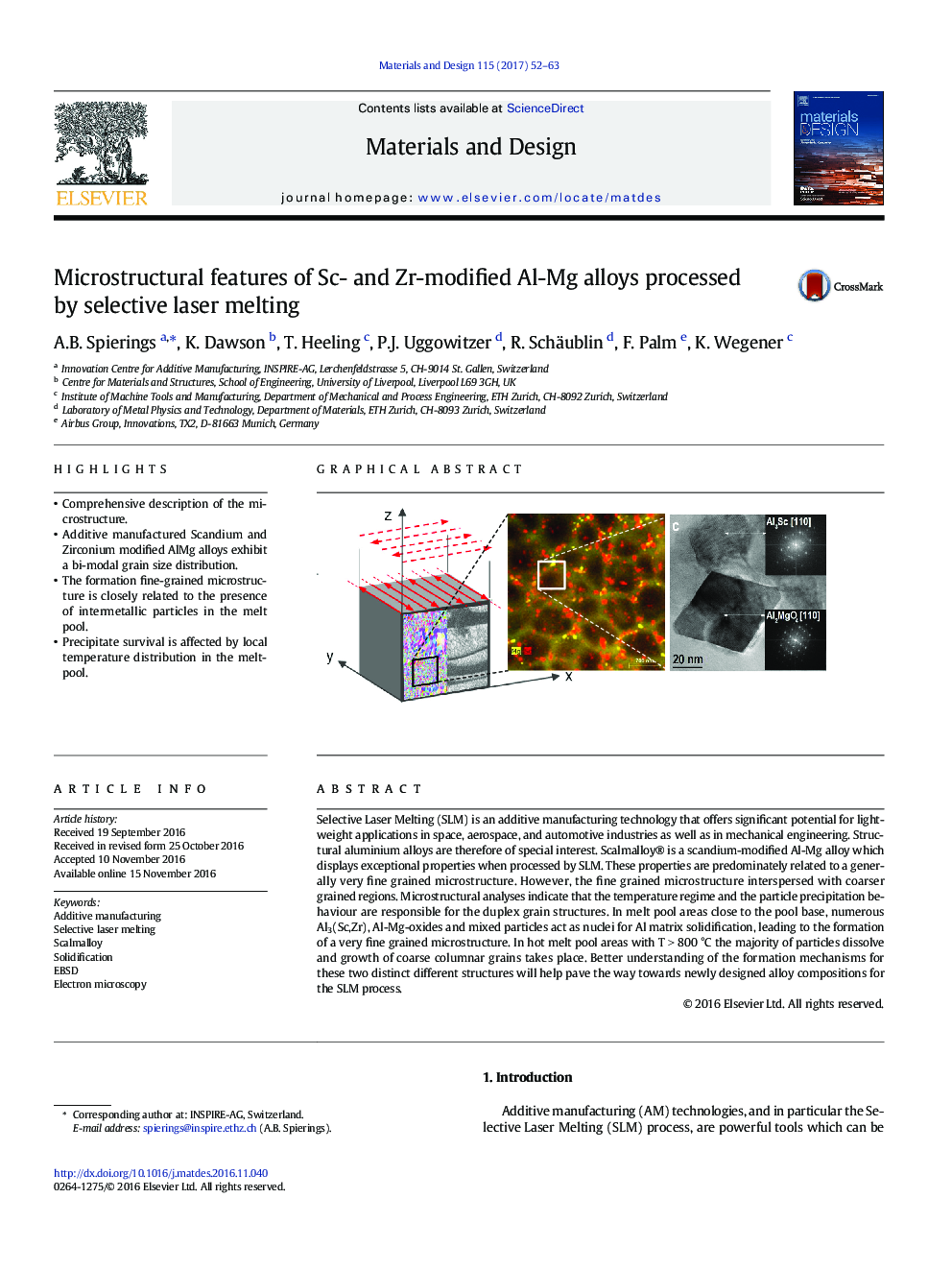 Microstructural features of Sc- and Zr-modified Al-Mg alloys processed by selective laser melting