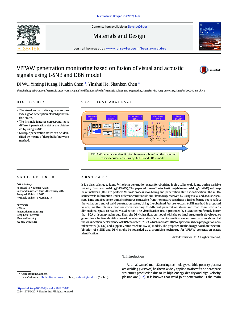 VPPAW penetration monitoring based on fusion of visual and acoustic signals using t-SNE and DBN model