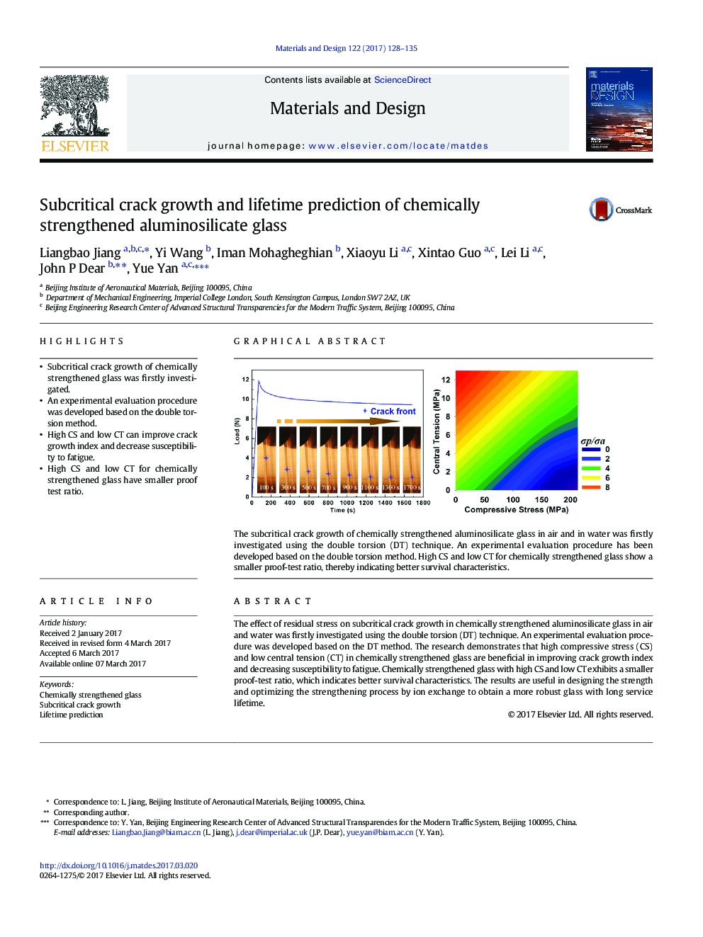 Subcritical crack growth and lifetime prediction of chemically strengthened aluminosilicate glass