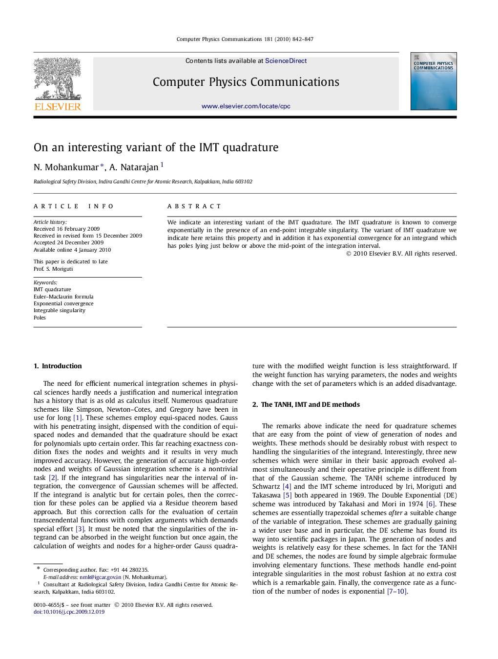 On an interesting variant of the IMT quadrature